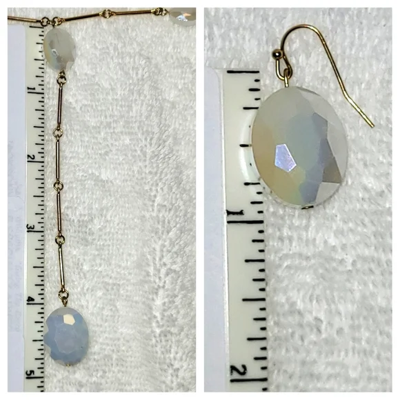 CATO Opalescent Oval Beaded Necklace and Drop Earrings Set / Pierced - Picture 4 of 5